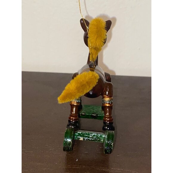 Vintage Russ Wooden Rocking Horse Miniature Ornament With Yellow Mane & Tail - Picture 3 of 8